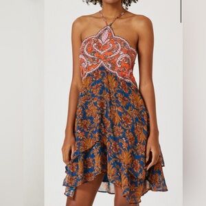 Anthropologie Dress / halter applique mini dress